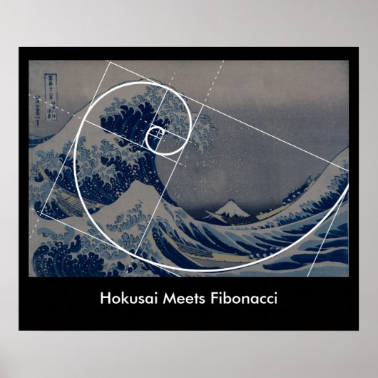 Hokusai trifft Fibonacci, Goldenes Verhältnis Poster (Vorne)
