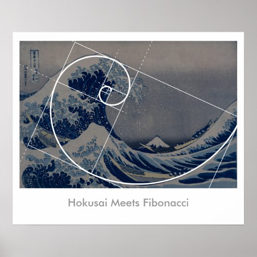 Hokusai trifft Fibonacci, Goldenes Verhältnis Poster (Vorne)