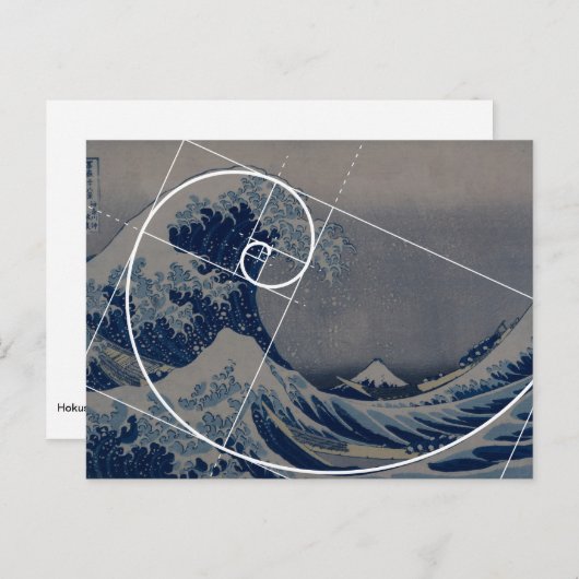 Hokusai trifft Fibonacci, Goldenes Verhältnis Postkarte (Vorne/Hinten)