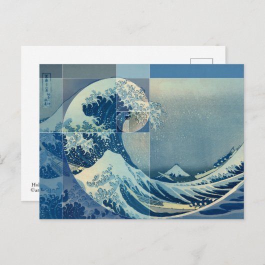 Hokusai trifft Fibonacci, Goldenes Verhältnis Postkarte (Vorne/Hinten)
