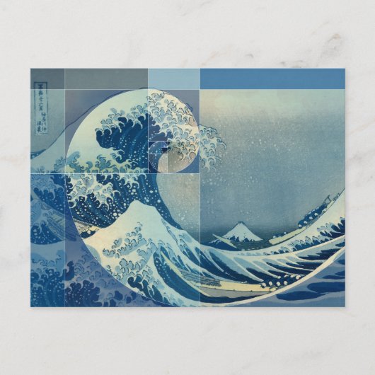 Hokusai trifft Fibonacci, Goldenes Verhältnis Postkarte (Vorderseite)