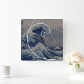 Hokusai trifft Fibonacci, Goldenes Verhältnis Quadratische Wanduhr (Zuhause)