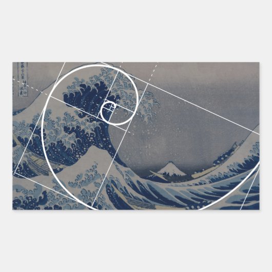 Hokusai trifft Fibonacci, Goldenes Verhältnis Rechteckiger Aufkleber (Vorderseite)