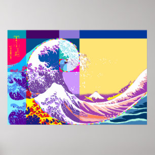 Hokusai trifft Fibonacci, Pop-Kunst-Art Poster