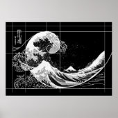 Hokusai trifft Fibonacci, Schwarz und Weiß Poster (Vorne)