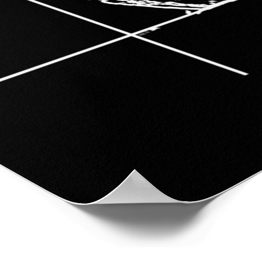 Hokusai trifft Fibonacci, Schwarz und Weiß Poster (Ecke)