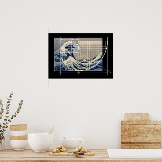Hokusai trifft Fibonacci, Version Poster (Küche)