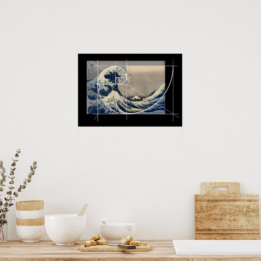 Hokusai trifft Fibonacci, Version Poster (Küche)
