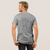 Hokusai Turtle Drawing Japanese Minimalism Gray Tri-Blend Shirt (Rückseite voll)