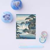 Hokusai Ukiyo-e Japanese Waterfall Landscape Blue Flyer (Einzeln)
