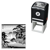 Hokusai Ukiyo-e Japanese Waterfall Landscape Blue Permastempel (Beispiel)