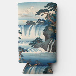 Hokusai Ukiyo-e Japanese Waterfall Landscape Blue Selters Dosenkühler