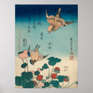 Hokusai Vintage Würger und Blaumeisengalerie HD Poster