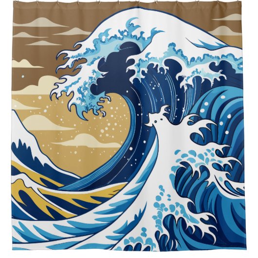 Hokusai Wave Duschvorhang (Vorderseite)