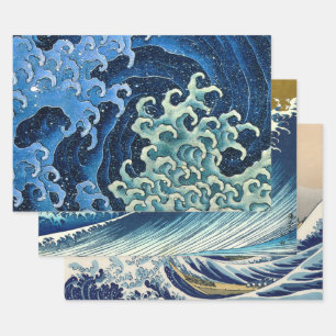 Hokusai Weibliche Welle Vintage Ozean Geschenkpapier Set