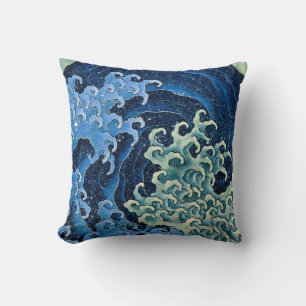 Hokusai Weibliche Welle Vintage Ozean  Kissen