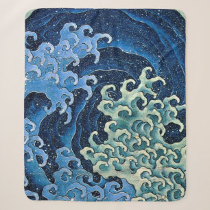 Hokusai Weibliche Welle Vintage Ozean  Sherpadecke