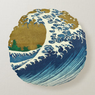 Hokusai-Welle-Muster: Japanische Ukiyo-e-Kunst Rundes Kissen