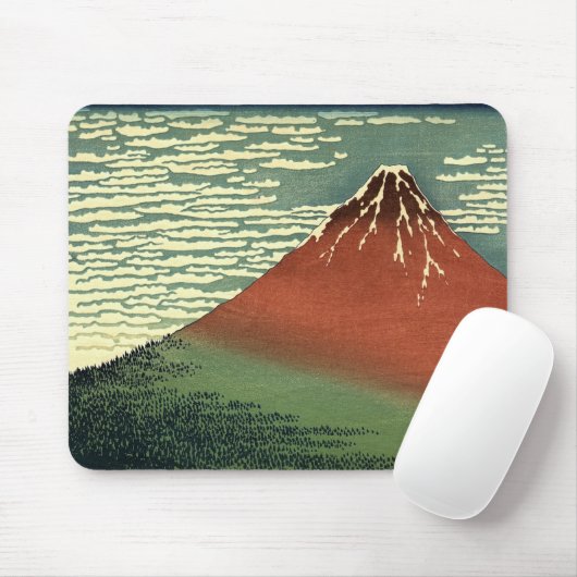 Hokusais Südwind, Clear Sky oder "Red Fuji" Mous Mousepad (Mit Mouse)