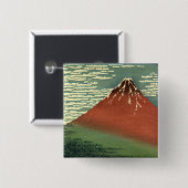 Hokusais Ukiyo-e Südwind Klare Himmel oder Roter F Button (Vorne & Hinten)