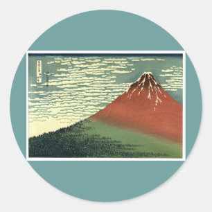 Hokusais Ukiyo-e Südwind klarer Himmel oder Roter Runder Aufkleber