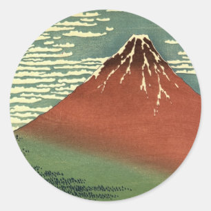 Hokusais Ukiyo-e Südwind klarer Himmel oder Roter Runder Aufkleber