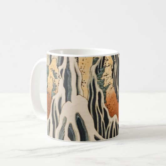 Hokusais Wasserfälle Kirifuri Kaffeetasse (Vorderseite Links)