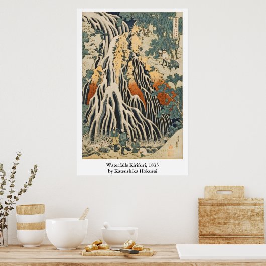 Hokusais Wasserfälle Kirifuri Poster (Küche)