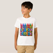 Hol deinen Crayon an! Happy Cartoon Crayons Art T-Shirt (Vorne ganz)