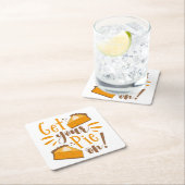 Hol deinen Kuchen an! Rechteckiger Pappuntersetzer (Vor Ort)