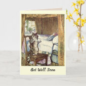 Hol dich bald auf der Katze und serviere Tee Karte (Gelbe Blume)