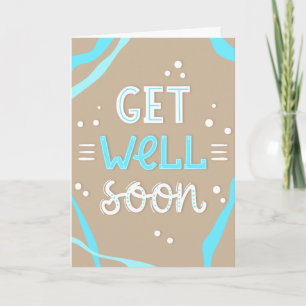 Hol dich bald auf moderne Blau- und Tan-Typografie Karte