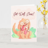 Hol dich bald Cartoon Doggy Gruß Karte (Gelbe Blume)