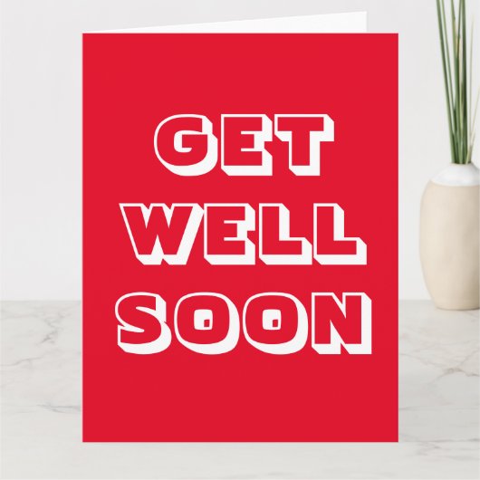 Hol dich bald, rot, weiß, modern kühl karte (Vorderseite)