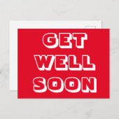 Hol dich bald, rot, weiß, modern kühl postkarte (Vorne/Hinten)
