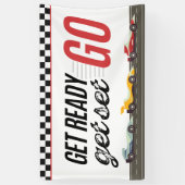 Hol dich bereit und hol Set Go! Race Car Birthday Banner (Vertikal)