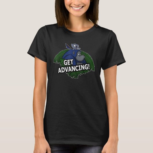 Hol dich voran! Gorilla- und Katzendesign T-Shirt (Vorderseite)