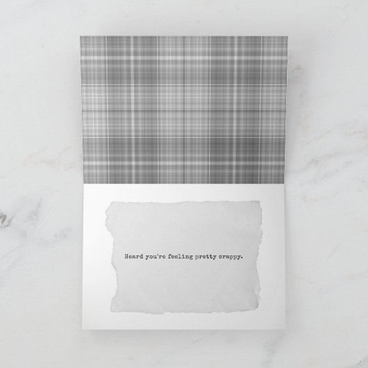 Hol dir bald die Toilettenpapierrolle grau kariert Karte (Innenseite)