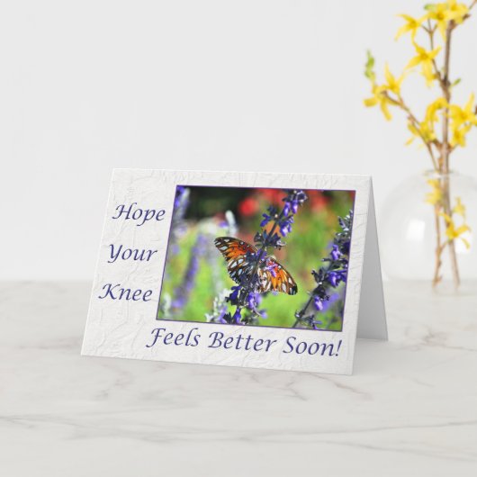 Hol dir bald Knee Butterfly Floral Karte (Gelbe Blume)