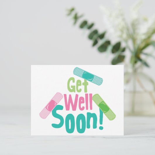 Hol dir bald mal ein Pflaster Postkarte (Stehend Vorderseite)