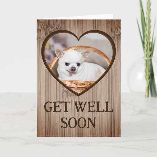 Hol dir bald niedliches Chihuahua Korbholz Karte (Vorderseite)