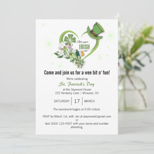 Hol dir dein Irisch an! St. Patrick's Day Party Ei Einladung (Stehend Vorderseite)