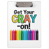 Hol dir deinen Cray On Rainbow Crazy Crayon Art Te Klemmbrett (Vorderseite)