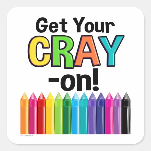 Hol dir deinen Cray On Rainbow Crazy Crayon Art Te Quadratischer Aufkleber (Vorderseite)