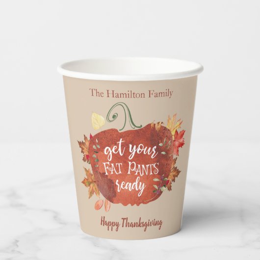 Hol dir deinen fettfreien Erntedank fertig Pappbecher (Rückseite)
