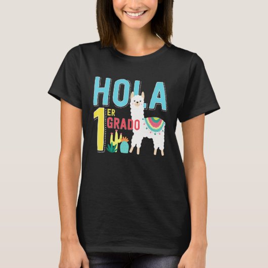 Hola 1 er Primer Grado Llama Zurück zur Schule Spa T-Shirt (Vorderseite)