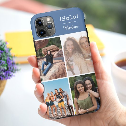 ¡Hola! 4 Foto Collage Blue Personalisiert Case-Mate iPhone Hülle