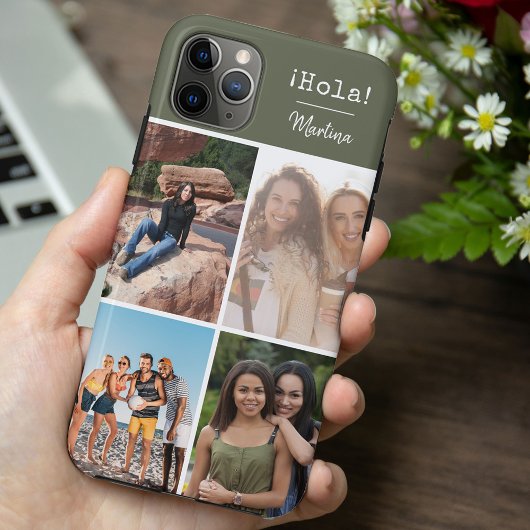 ¡Hola! 4 Foto Collage Green Personalisiert Case-Mate iPhone Hülle