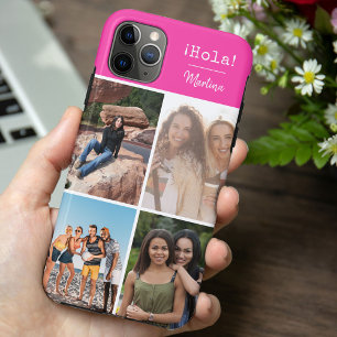 ¡Hola! 4 Foto-Collage in Hellrosa personalisiert Case-Mate iPhone Hülle