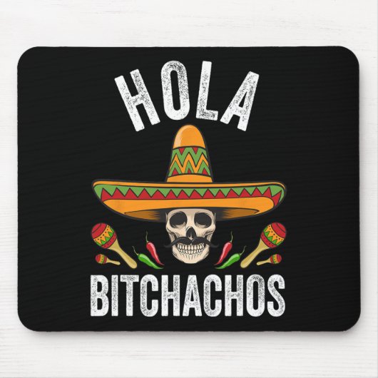 Hola Achos Shirt Funny Mexican Skull Cinco De Mayo Mousepad (Vorne)